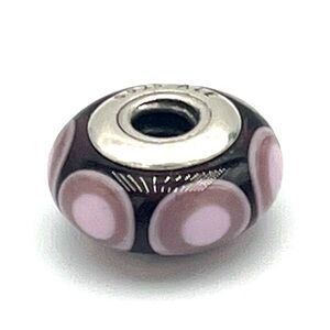 Pandora Retired Purple Stepping Stones Murano Glass Sterling Silver Bead Charm